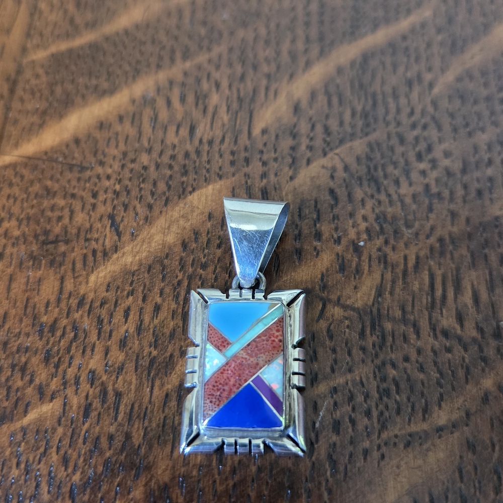 Silver and Inlay Navajo Pendant